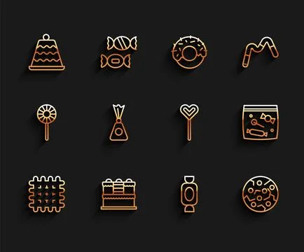 Set line Cracker biscuit, Cake, Candy, Cookie or, packaging for sweets and .. Illustrazione stock