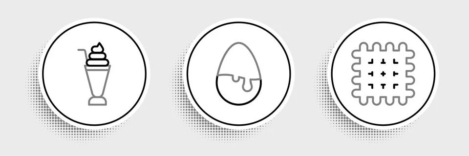 Set line Cracker biscuit, Milkshake and Chocolate egg icon. Vector 스톡 일러스트