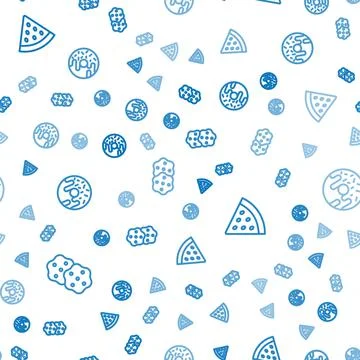 Set line Cracker biscuit, Watermelon and Donut on seamless pattern. Vector Stock Illustration