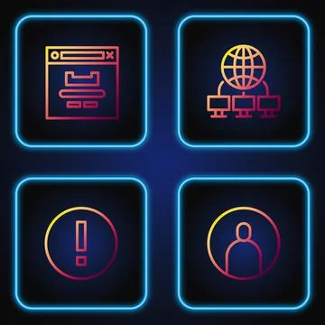 Set line Create account screen, Information, Browser window and Computer network Stock Illustration