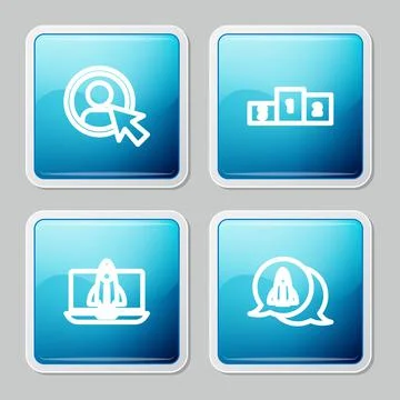 Set line Create account screen, Business podium, Startup project concept and Illustrazione stock