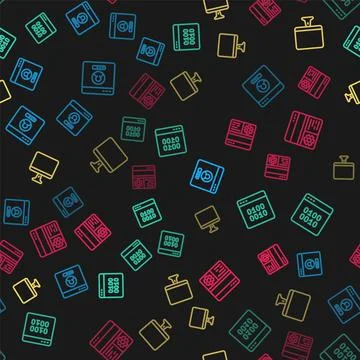 Set line Create account screen, Binary code, Computer monitor and Debugging o Stock Illustration