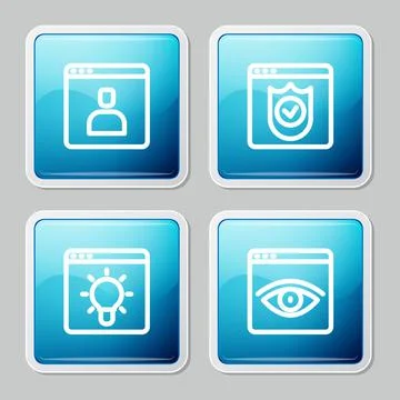 Set line Create account screen, Browser with shield, window and incognito icon Illustrazione stock