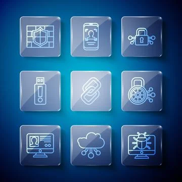 Set line Create account screen, Internet of things, System bug on monitor, Cyber Stockillustratie