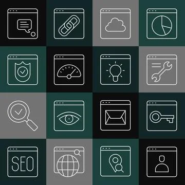 Set line Create account screen, Secure your site with HTTPS, SSL, Browser Иллюстрация