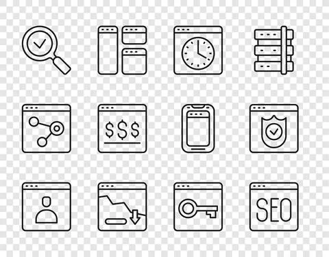 Set line Create account screen, SEO optimization, Browser window, Financial イラスト素材
