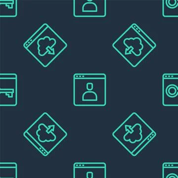 Set line Create account screen, Cloud download and Secure your site with HTTPS Illustration