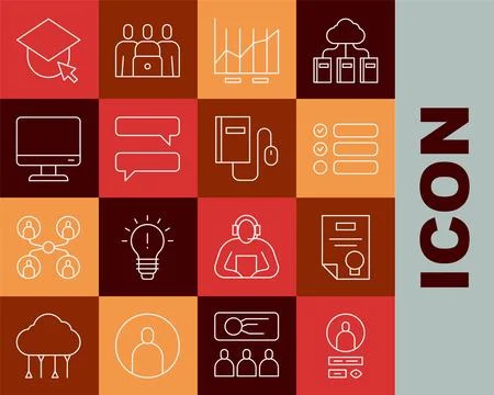 Set line Create account screen, Certificate template, Task list, Pie chart Stockillustratie