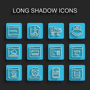 Set line Create account screen, Hacker or coder, Search engine, Mobile Apps,  Illustrazione stock