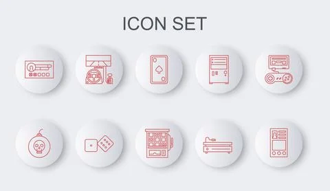 Set line Create account screen, Bomb ready to explode, Playing card with diam 스톡 일러스트