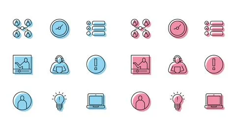 Set line Create account screen, Light bulb with concept of idea, Online class Illustrazione stock