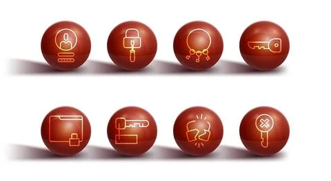 Set line Create account screen, Folder and lock, Key, Broken or cracked, Ma.. Stock Illustration