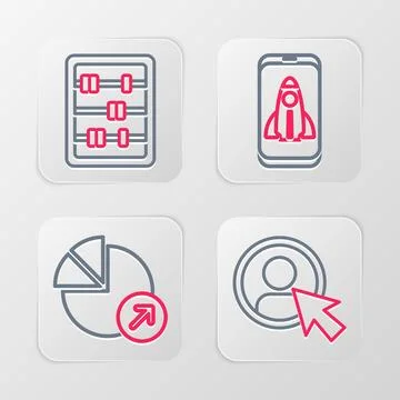 Set line Create account screen, Financial growth, Startup project concept a.. Illustrazione stock