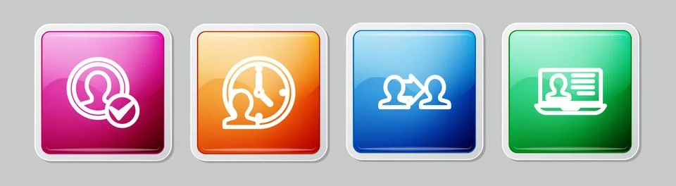 Set line Create account screen, Time Management, Project team base and Lapt.. Stock Illustration
