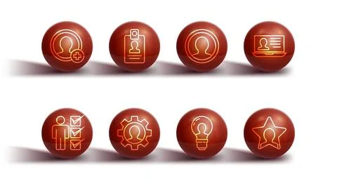 Set line Create account screen, User of man in business suit, Laptop with r.. Illustrazione stock