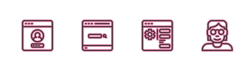 Set line Create account screen, Browser setting, Search engine and Hacker o.. イラスト素材