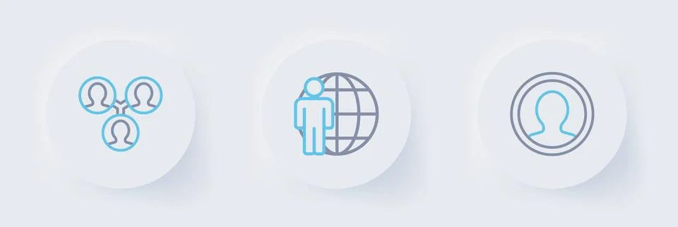 Set line Create account screen, Head hunting and Project team base icon. Vect 스톡 일러스트