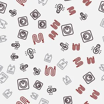 Set line Creative lamp light idea, Power button, Electric meter and cable on 스톡 일러스트