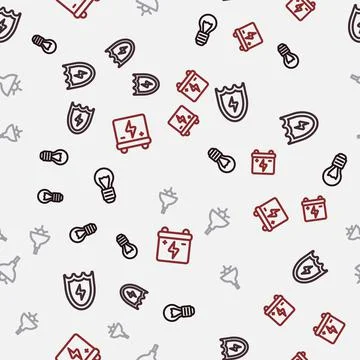 Set line Creative lamp light idea, Lightning and shield, Lamp hanging and Car Stock Illustration