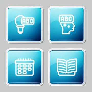 Set line Creative lamp light idea, Learning foreign languages, School timetable Illustrazione stock