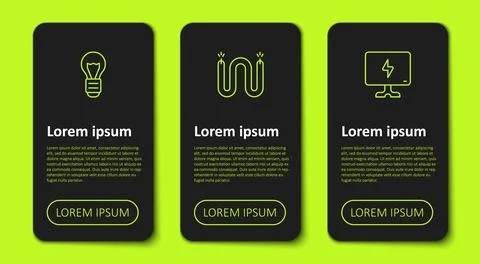 Set line Creative lamp light idea, Electric cable and Smart Tv. Business 스톡 일러스트