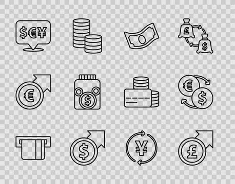 Set line Credit card inserted, Financial growth and pound, Stacks paper mon.. Stock Illustration