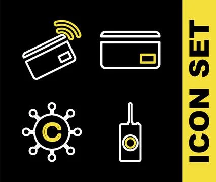 Set line Credit card, Remote control, Copywriting network and Contactless p.. Stock Illustration