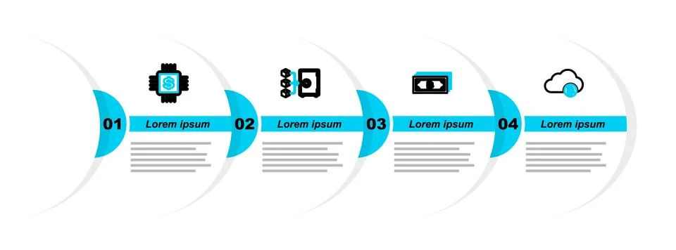 Set line Cryptocurrency cloud mining, bitcoin, Proof of stake and Processor.. Illustrazione stock