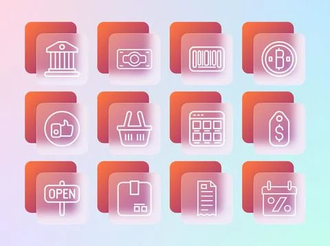 Set line Cryptocurrency coin Bitcoin, Carton cardboard box, Online shopping.. Stock Illustration