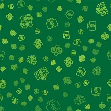 Set line Cryptocurrency exchange, Bitcoin with circuit and on seamless pattern 스톡 일러스트