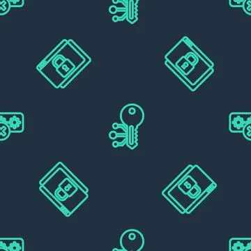 Set line Cryptocurrency key, Secure your site with HTTPS, SSL and Password Illustration