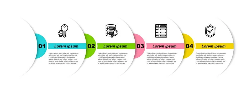 Set line Cryptocurrency key, Server security with, Server, Data, Web Hosting and 스톡 일러스트