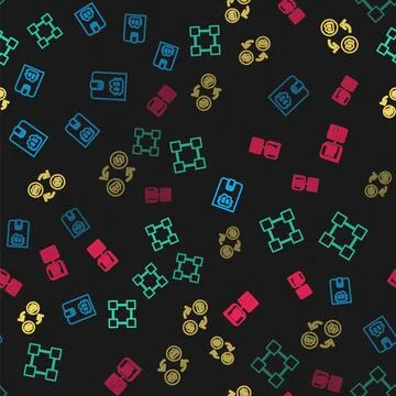 Set line Cryptocurrency wallet, Blockchain technology, exchange and Smart con イラスト素材