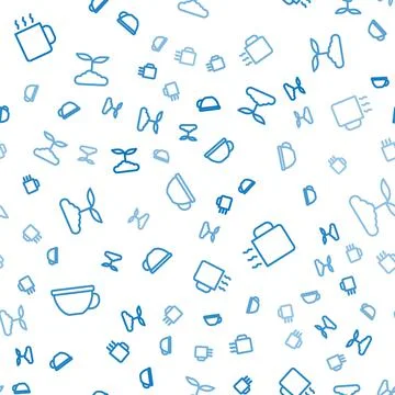 Set line Cup of tea, and Tea leaf on seamless pattern. Vector Illustrazione stock