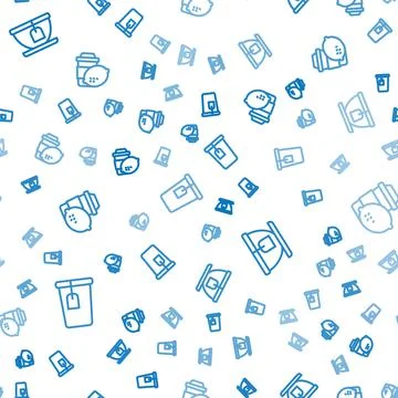 Set line Cup with tea bag, and of lemon on seamless pattern. Vector Stock Illustration