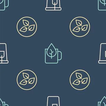 Set line Cup with tea bag, Tea leaf and of on seamless pattern. Vector イラスト素材