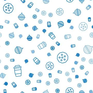 Set line Cup of tea, Cookie or biscuit and Ball strainer on seamless pattern Stock Illustration