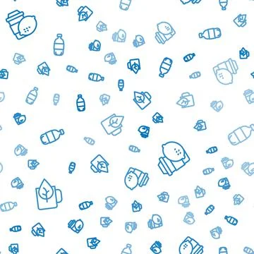 Set line Cup of tea with leaf, lemon and Bottle water on seamless pattern イラスト素材