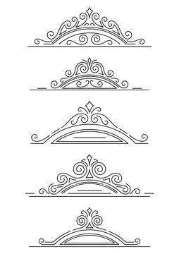 Set of line curl elements. Modern decorative linear dividers. Stock Illustration