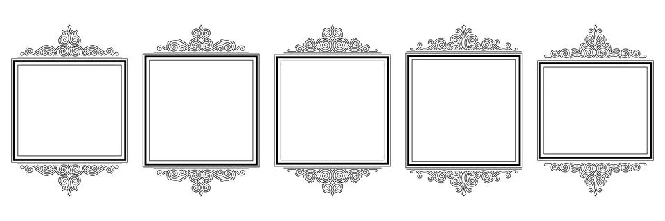 Set of line curl frames. Modern decorative linear backgrounds. Stock Illustration