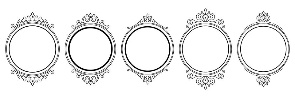 Set of line curl frames. Modern decorative linear backgrounds. Stock Illustration