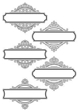Set of line curl frames. Modern decorative linear backgrounds. Stock Illustration