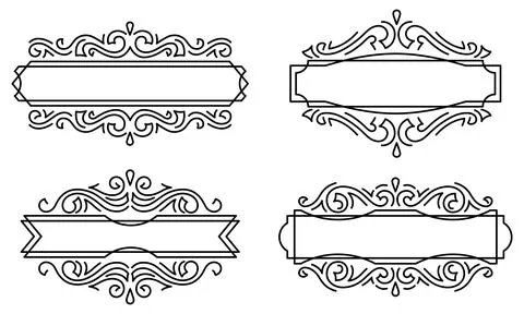 Set of line curl frames. Modern decorative linear backgrounds. Stock Illustration