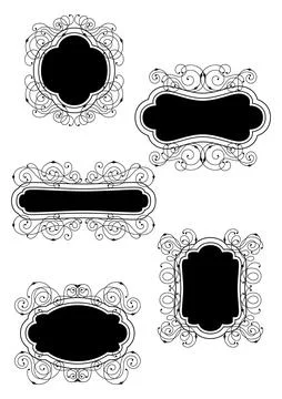Set of line curl frames. Modern decorative linear backgrounds. Stock Illustration