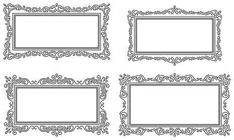 Set of line curl frames. Modern decorative linear backgrounds. Stock Illustration