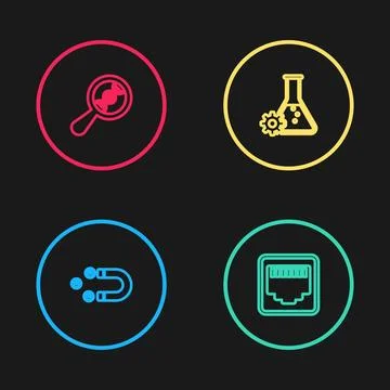 Set line Customer attracting, Network port cable socket, Bioengineering and DNA Stock Illustration