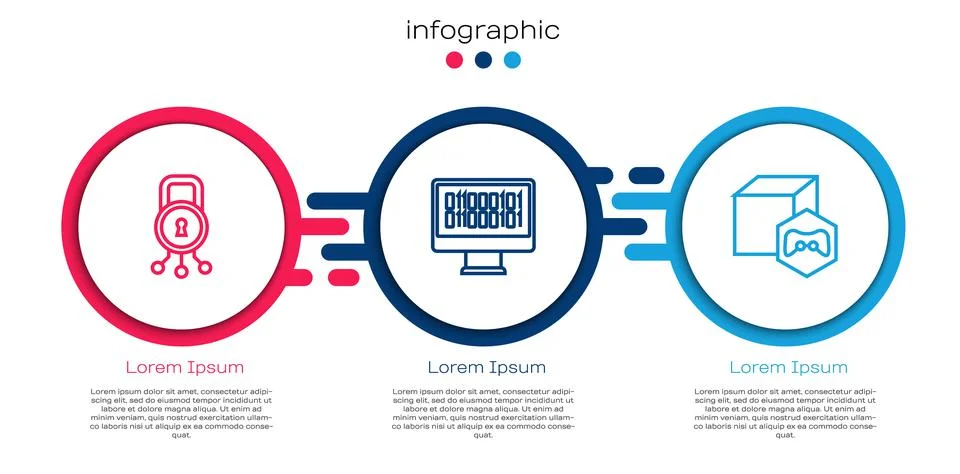 Set line Cyber security, Binary code and NFT Digital crypto art. Business Stock Illustration