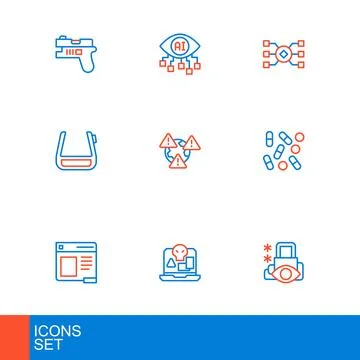 Set line Cyber security, Internet piracy, Browser window, Medical pill bioh.. イラスト素材