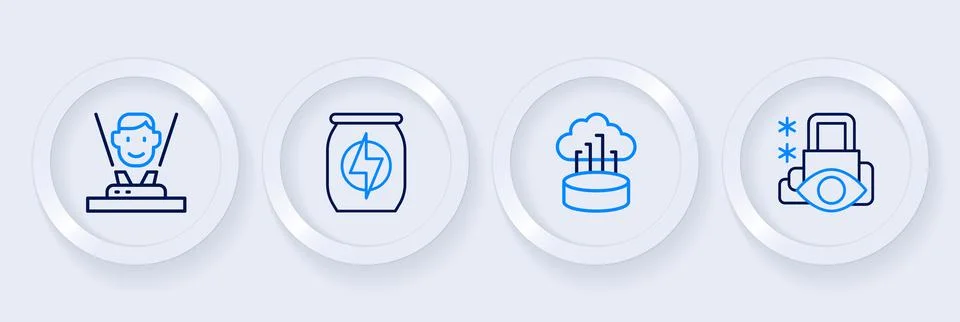 Set line Cyber security, Network cloud connection, Energy drink and Hologra.. 스톡 일러스트