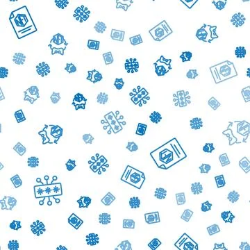 Set line Cyber security, NFT contract and Digital crypto art on seamless pattern Stock Illustration